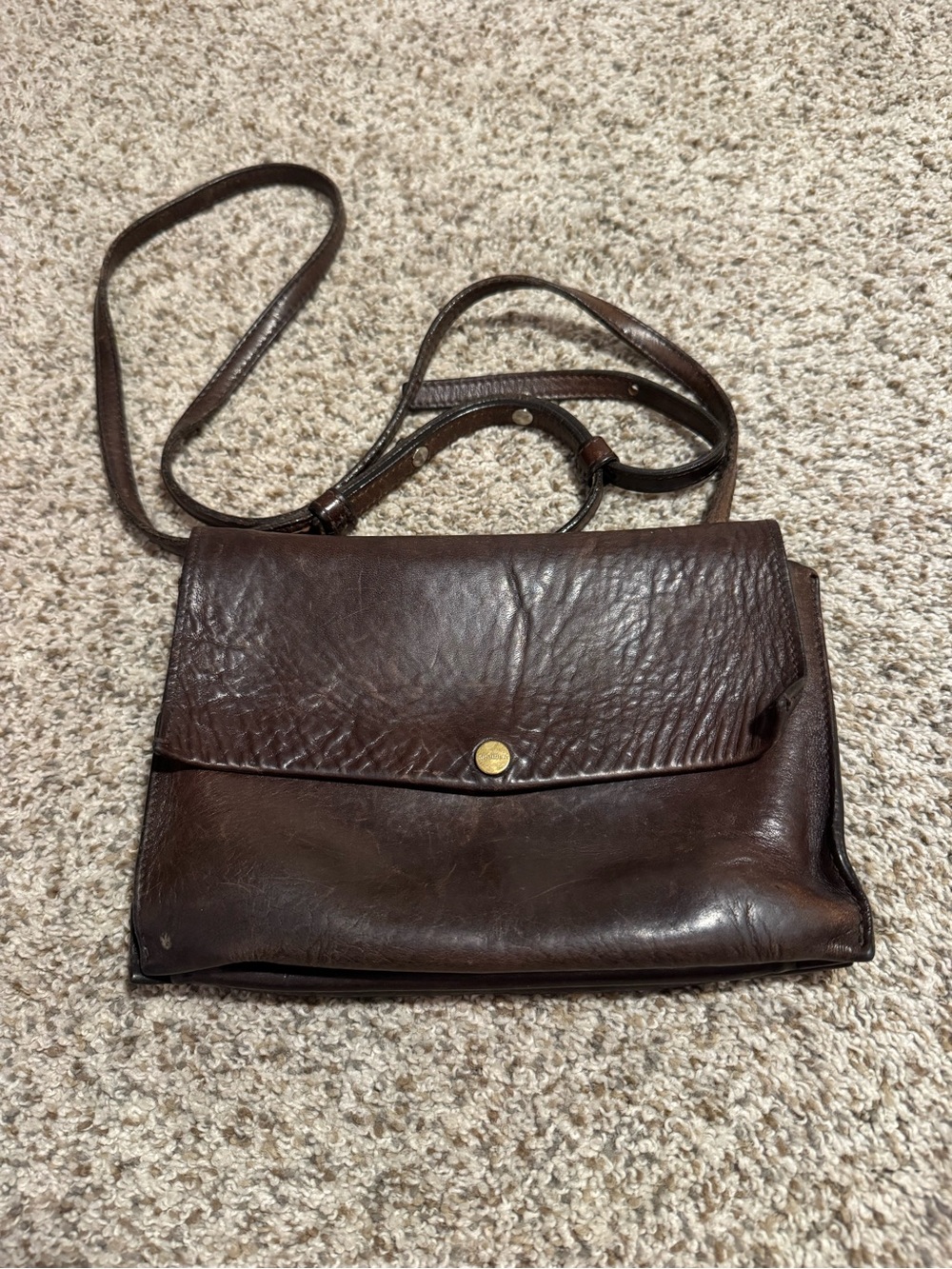 Shinola Accordion Classic Brown Leather Crossbody Bag